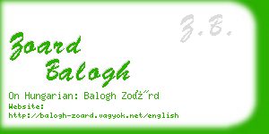 zoard balogh business card